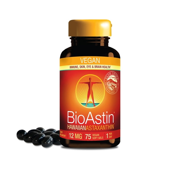 BioAstin Hawaiian Astaxanthin, Vegan, 12mg, 75 Ct