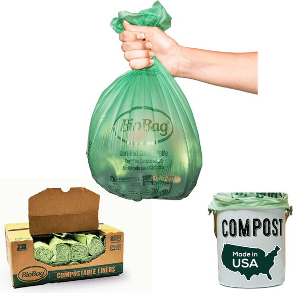 BioBag 3 Gallon Certified Compostable Liners (25 Bags/20 Rolls per Case), 17" x 18"