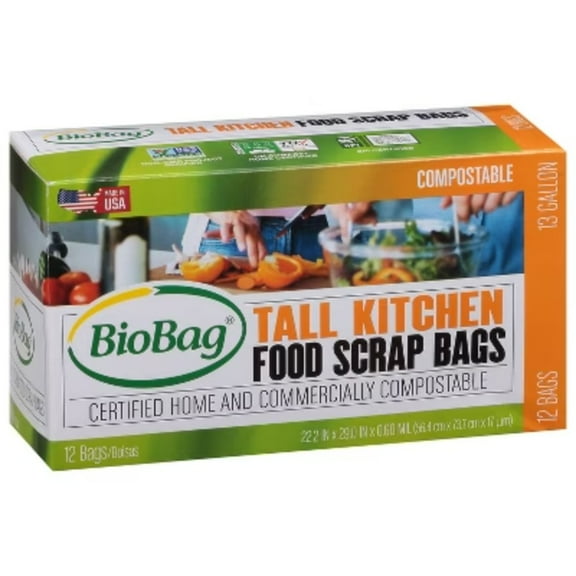 BioBag Tall Kitchen Compostable Food Trash Bags - 12ct/13gal