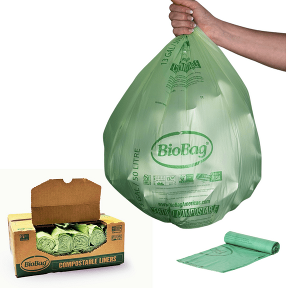 BioBag The Original Compostable Food Scrap Commercial Gallon Bags, 100% Compostable Certified (Made In USA) (280 Count, 13 Gallon)