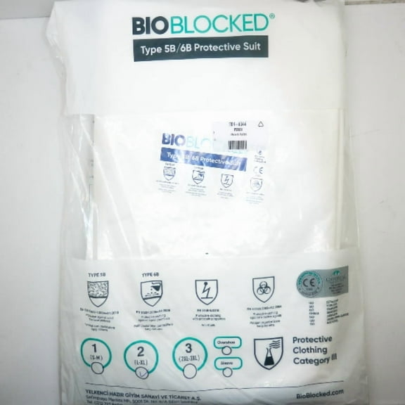 BioBlocked Type 5B/6B One-Piece Hooded Protective L- XL Suit PS5657-2