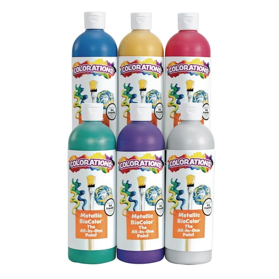 BioColor Paint by Colorations Metallic Colors, 16 oz. - Set of 6