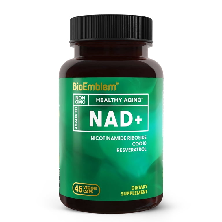 BioEmblem Advanced NAD+ Formula | 300 mg Nicotinamide Riboside, CoQ10 & Resveratrol | Promotes Cognitive Function & Energy