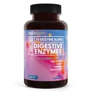 BioEmblem Digestive Enzymes - 10 Enzymes w/ 12 Strain 1 Billion CFU Probiotics for Nutrient Absorption & Digestive Support - Papaya, Bromelain & Papain to Help Bloating & Gas - Non-GMO - 60 Capsules