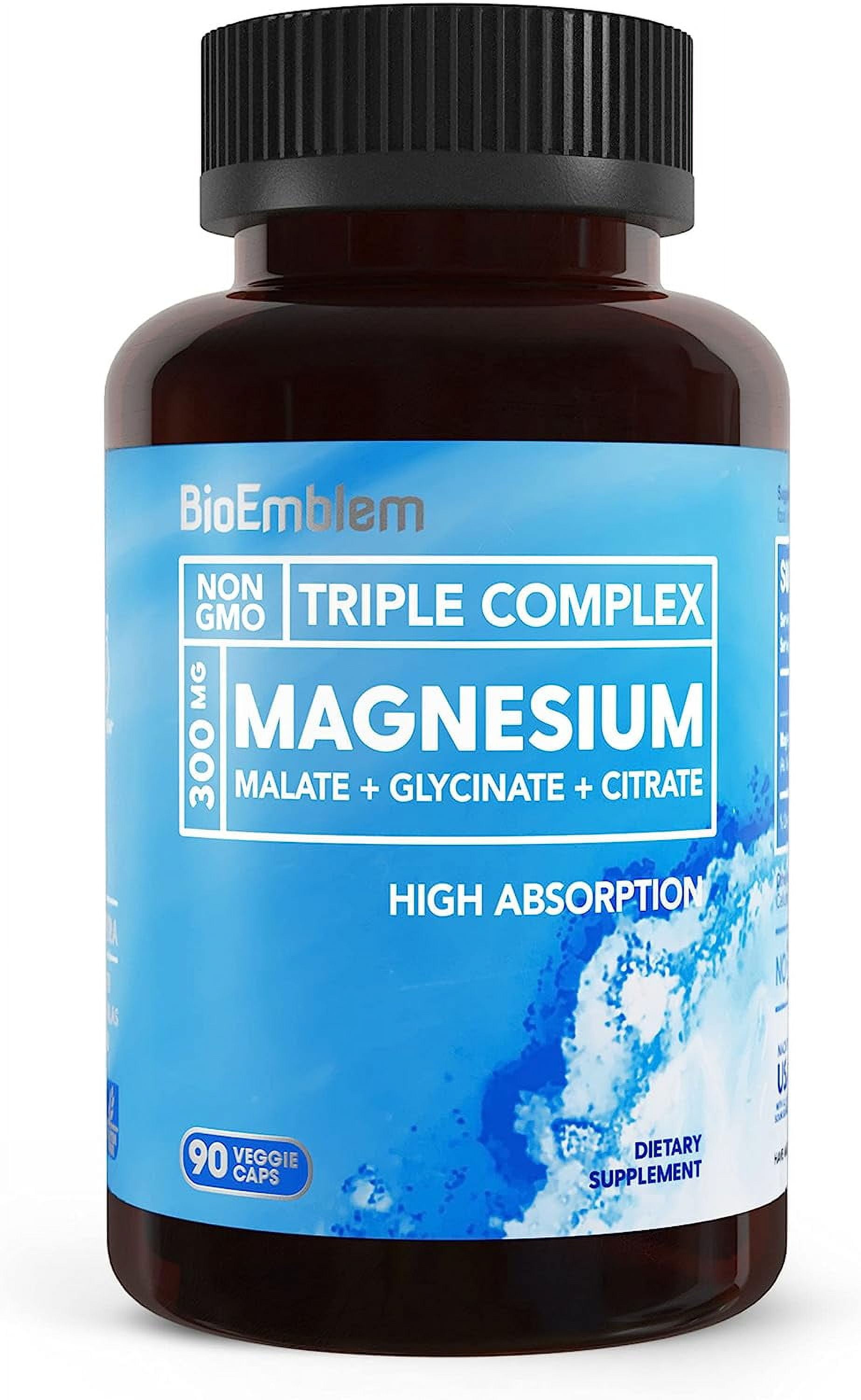BioEmblem Triple Magnesium Complex 300mg for Muscles & Energy Vegan