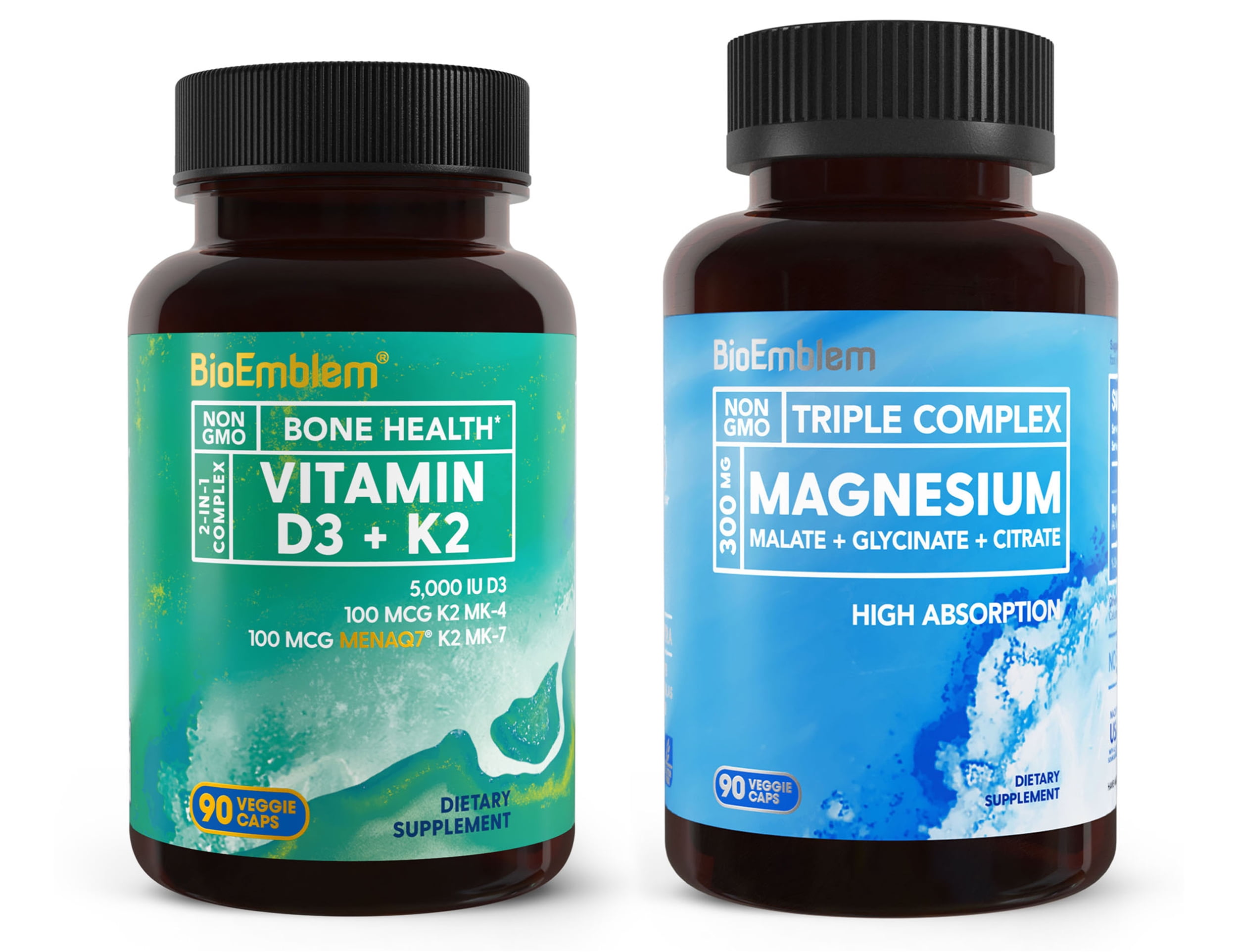 BioEmblem Triple Magnesium Complex Pair with Vitamin D3 K2
