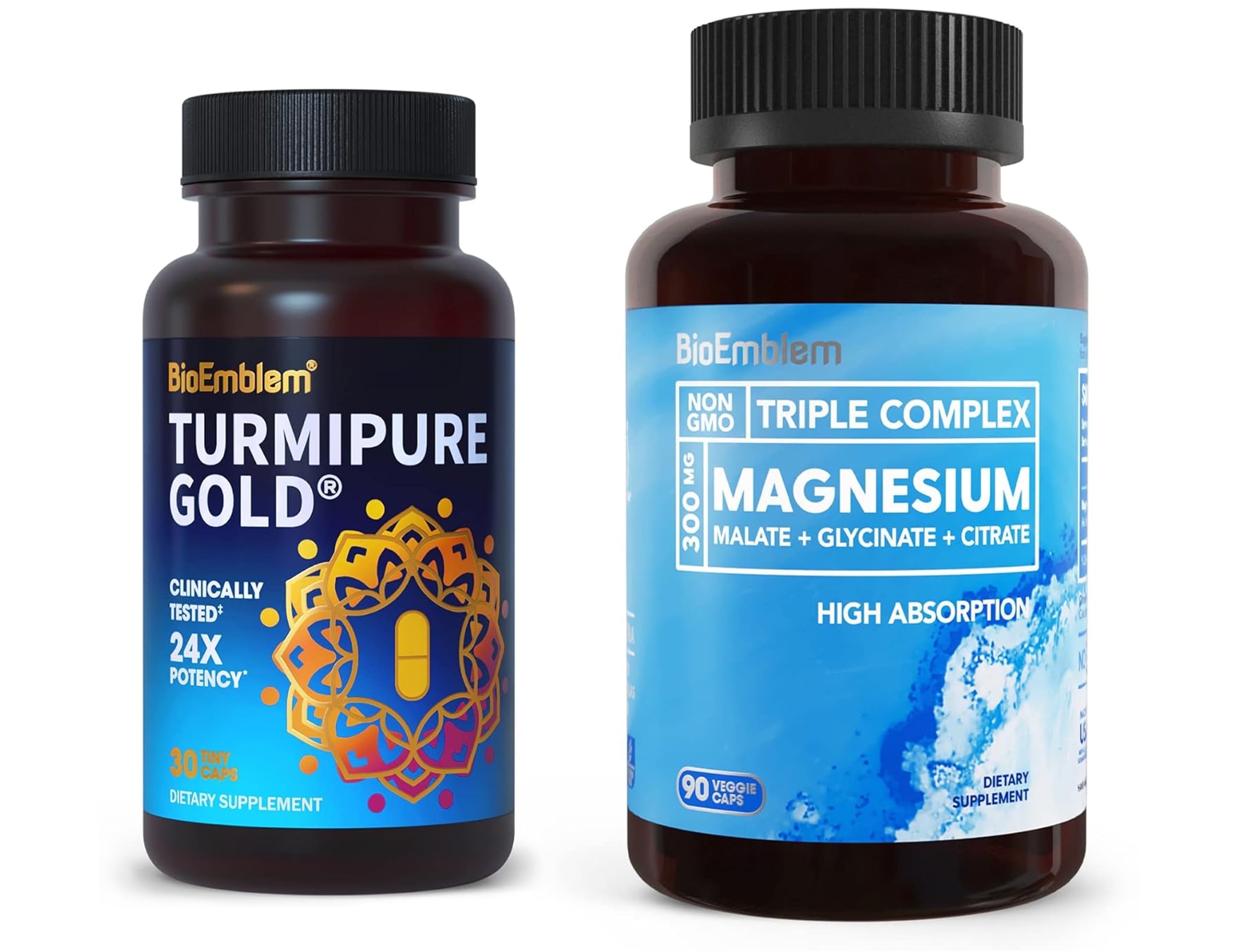 BioEmblem Triple Magnesium Complex and BioEmblem Turmeric Curcumin with Clinically Studied TurmiPure