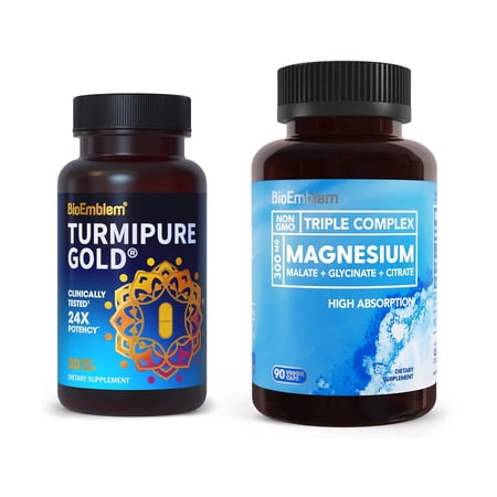 BioEmblem Triple Magnesium Complex and BioEmblem Turmeric Curcumin with Clinically Studied TurmiPure
