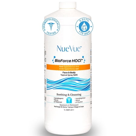BioForce HOCl Hypochlorous Acid Spray Refill 33 oz – Face & Body, Acne & Eczema Care, pH-Balanced