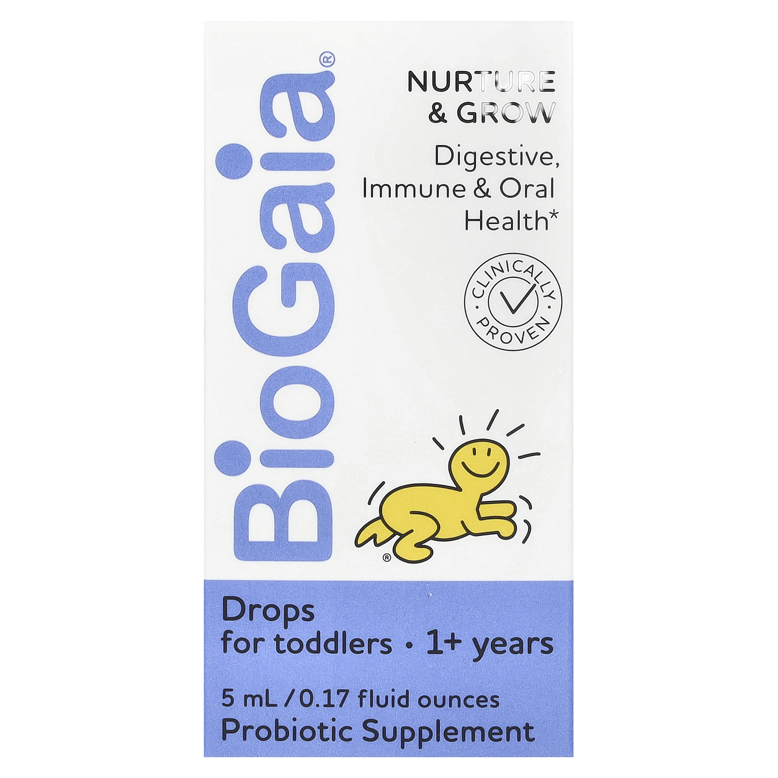BioGaia Nurture & Grow Toddler Probiotic | Ages 1+ | Liquid Probiotic | Allergen-Free | Multi-Benefit Kids Probiotic | Digestive Health, Immune Support & Oral Health Protection | 25-Day Supply
