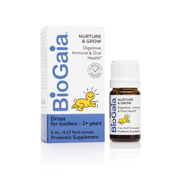 BioGaia Nurture & Grow Toddler Probiotic | Ages 1+ | Liquid Probiotic | Allergen-Free | Multi-Benefit Kids Probiotic | Digestive Health, Immune Support & Oral Health Protection | 25-Day Supply
