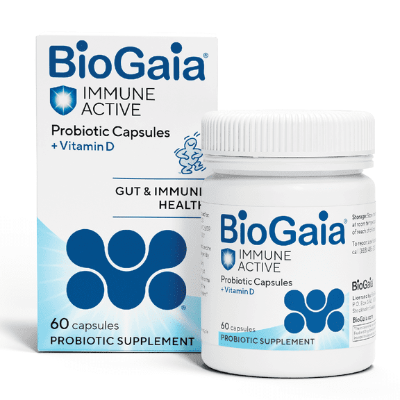 ​​BioGaia Protectis Immune Active Probiotic | Clinically Proven Probiotic + Vitamin D | Supports Immune, Digestive and Overall Health | Probiotics For Men & Women | Capsules | 60 day supply