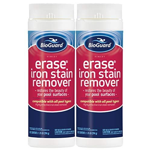 BioGuard Erase Iron Stain Remover, 1.75 lb, Pack of 2, Highly Effective Iron Stain Remover, Restore Pool Surfaces, Suitable for All Pool Types