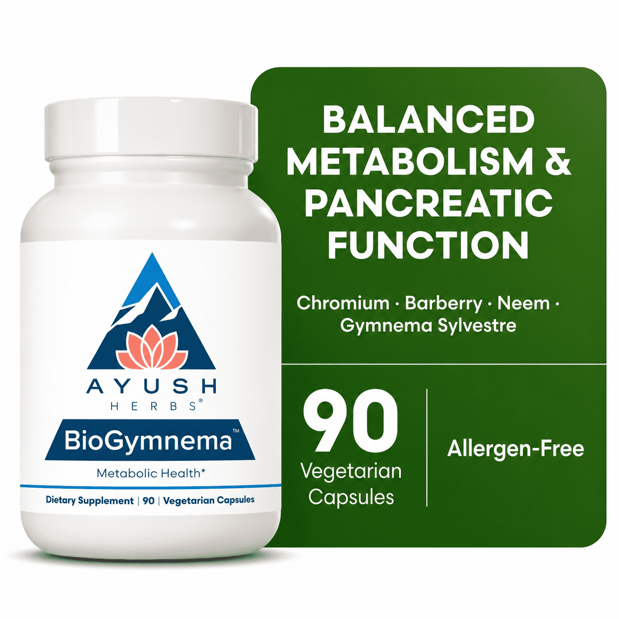 Ayush Herbs BioGymnema Metabolic Support Supplement with Berberine and Chromium, 90 Capsules