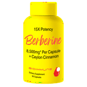 BioImmune Berberine Supplement 15X Potency, Ceylon Cinnamon for Enhanced Absorption & Synergistic Effects. 8,500mg Per Capsule