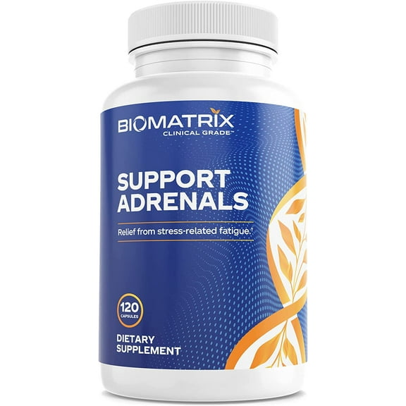 BioMatrix Adrenal Fatigue Supplement, Cortisol Support - Energy, BHRT - 120 Vegetarian Caps