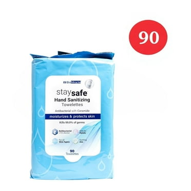 BioMiracle Stay Safe All Purpose Cleansing Hand Sanitizing Wipes with Alcohol, Unscented, 90 Pack