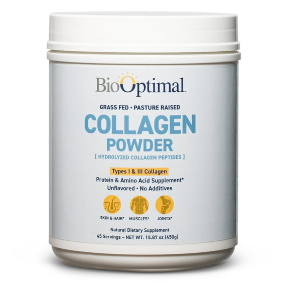 BioOptimal Collagen Powder - Collagen Peptides Powder for Skin, Hair, Muscles & Joints, 450g