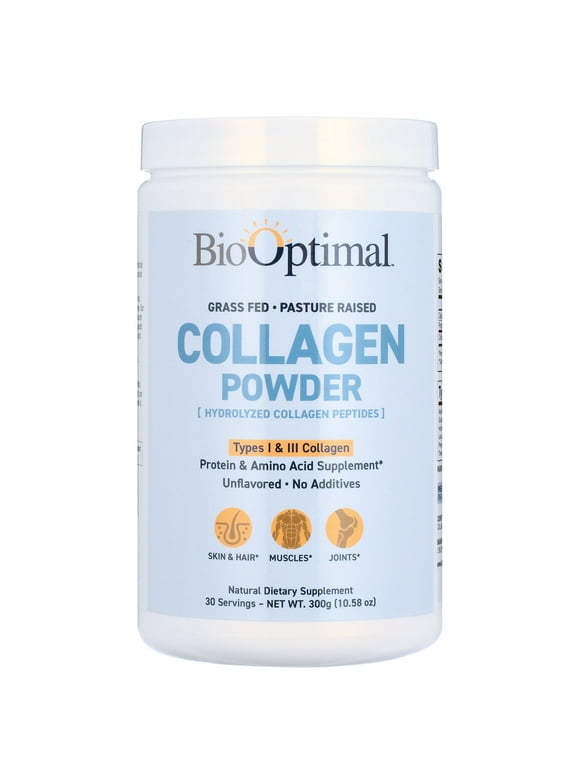 BioOptimal Collagen Powder, Grass Fed Collagen Peptides Powder, 300g