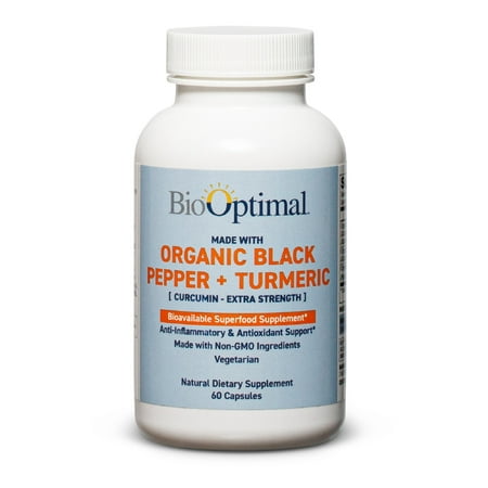 BioOptimal Organic Turmeric Capsules, Turmeric Curcumin Supplement for Immune Support, 60 Pills