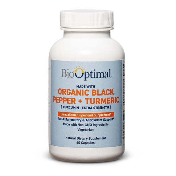 BioOptimal Organic Turmeric Capsules, Turmeric Curcumin Supplement for Immune Support, 60 Pills