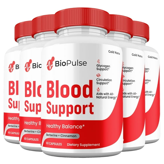 BioPulse Blood Support Capsules, Natural Supplement, Bio Pulse Blood Sugar Pills Maximum Strength All Natural, 30 Day Supply per bottle (5 Pack)