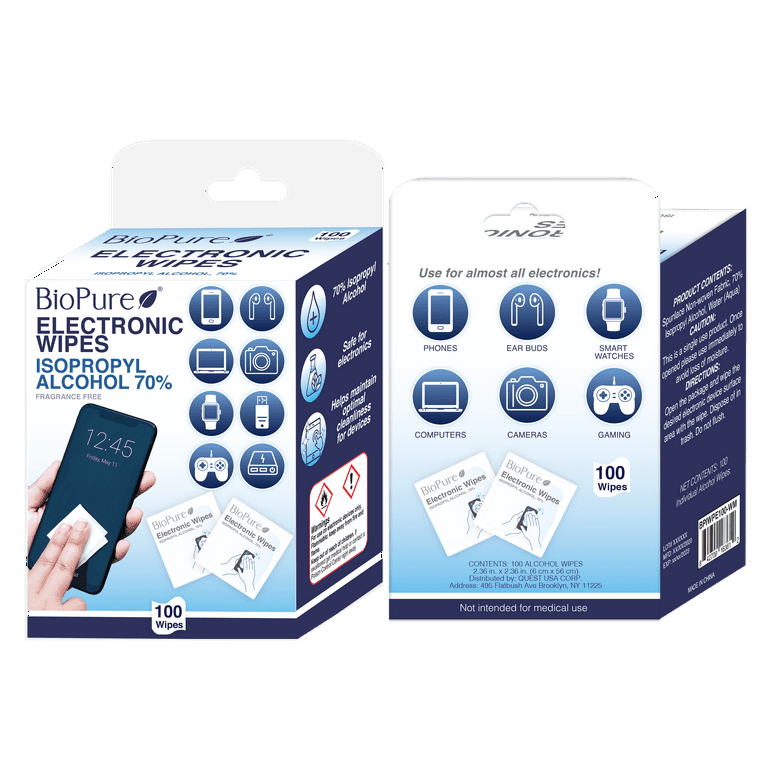 BioPure Phone Wipes Ammonia Free Wet Wipes for Electronics 100