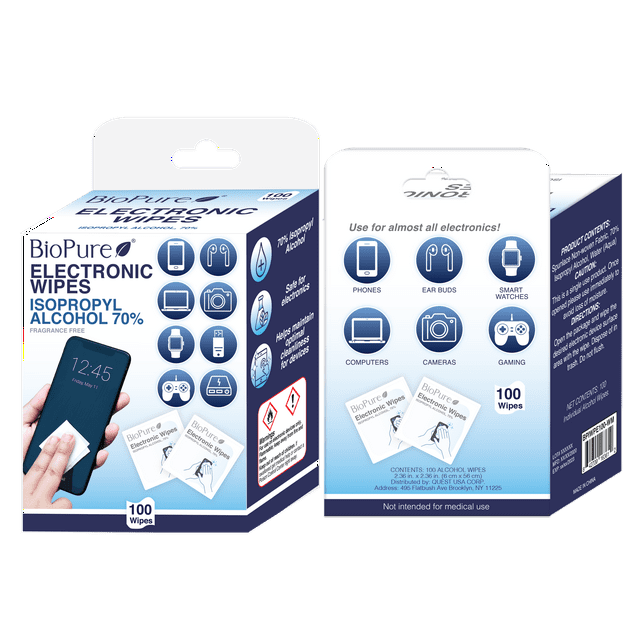 BioPure Phone Wipes, Ammonia Free Wet Wipes for Electronics, 100 Ct