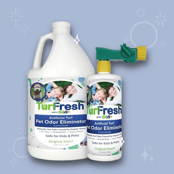 BioS+ Artificial Turf Odor Eliminator Value Pack Yard Deodorizer Enzyme Concentrate for Pet Urine & Feces Safe for Kids & Pets 1 Gallon & 32 oz Bottle Sprayer, Original Scent