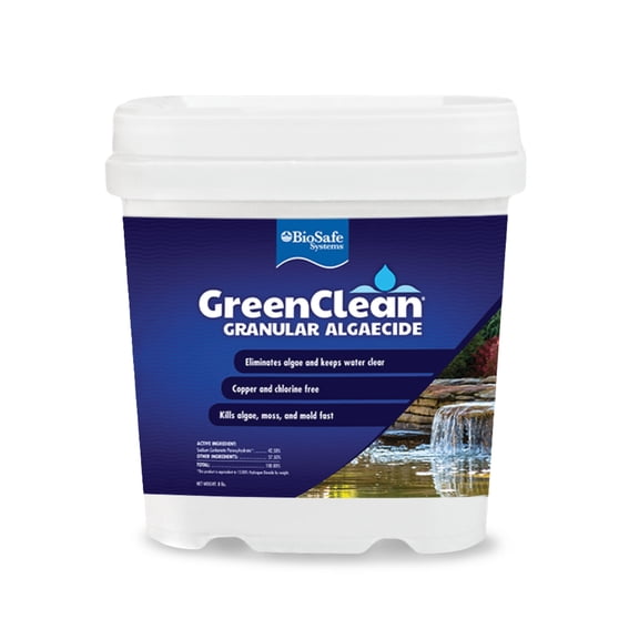 BioSafe Systems 3002-8 GreenClean Granular Algaecide String Algae Control for Koi Ponds, Fountains, Waterfalls, Water Features on Contact, 8 lbs, EPA Registered