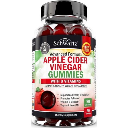 BioSchwartz Vegan Apple Cider Vinegar Vitamin Gummies, Digestive & Immune Support, 90 Ct