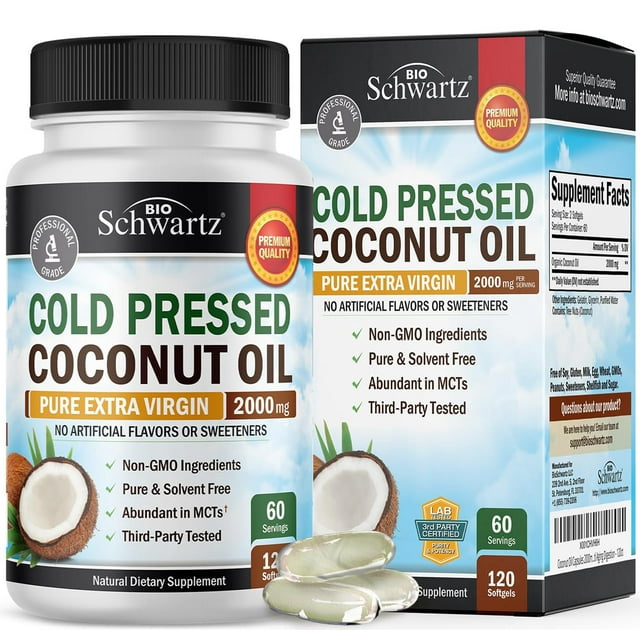 BioSchwartz Organic Pure Coconut Oil Capsules Skin, Nail, Hair Growth