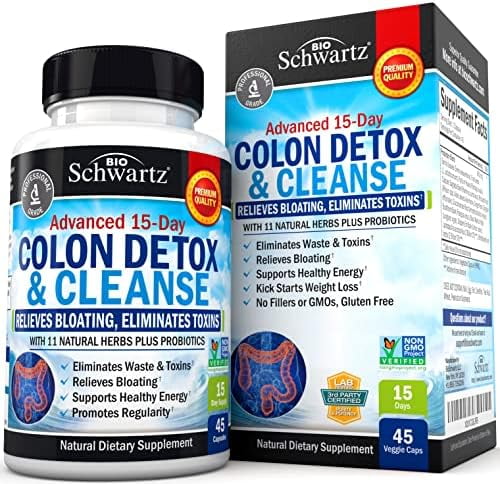 BioSchwartz Herbal Clean Pills, Colon Cleanser Detox, 45 Capsules