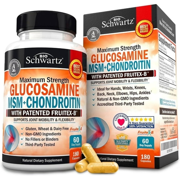 BioSchwartz Glucosamine MSM & Chondroitin Joint Support Supplement, 180 Capsules