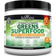 BioSchwartz Super Greens Powder with Probiotics, Prebiotics, and Digestive Enzymes, 6.7 oz