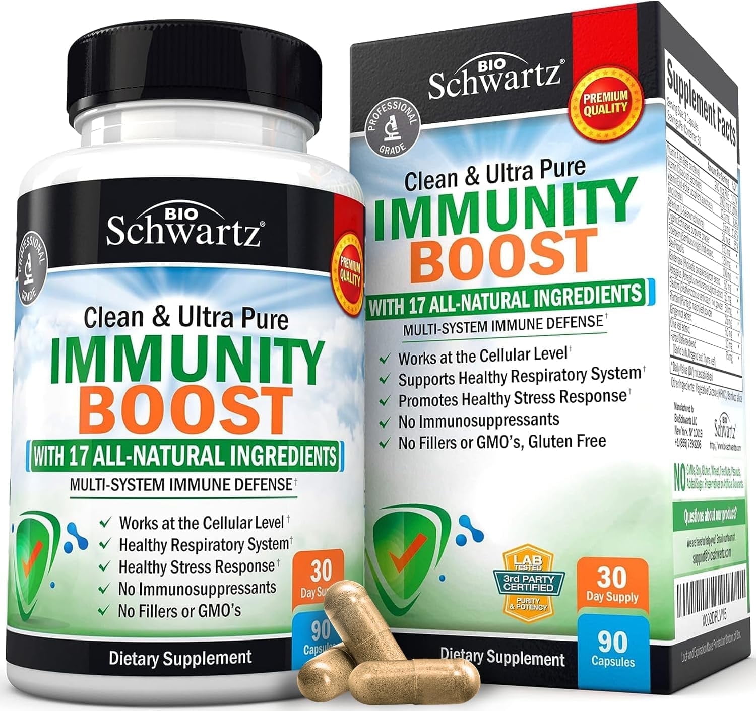 BioSchwartz Immunity Boost Supplement | Defense Antioxidant Vitamins | Health Booster | 90 Ct
