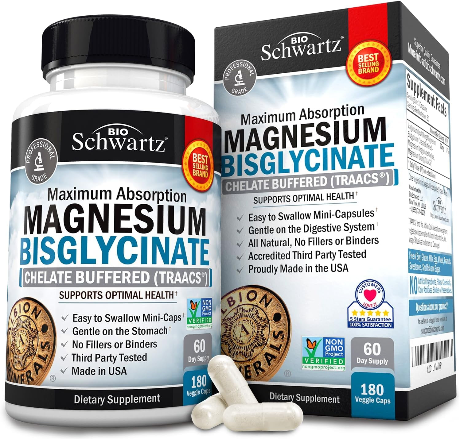BioSchwartz TRAACS Magnesium Bisglycinate Mini-Capsules - 180 Ct