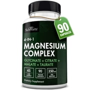 BioSchwartz 350mg 4-in-1 Magnesium Complex for Sleep, Heart, Nerves, and Muscles, 90 Capsules