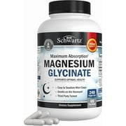 BioSchwartz 500mg Pure Magnesium Glycinate for Nerves, Muscles, Heart, Mood, and Sleep, 240 Capsules