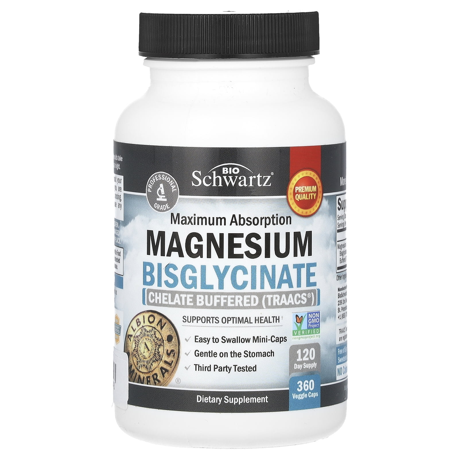 BioSchwartz Maximum Absorption Magnesium Bisglycinate, 360 Veggie Caps