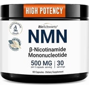 BioSchwartz NMN Supplement 500mg - Nicotinamide Mononucleotide Active Primary Ingredient for Cellular Energy & Healthy Aging Health Concern - 60 Capsules, 30 Servings, Third-Party Tested