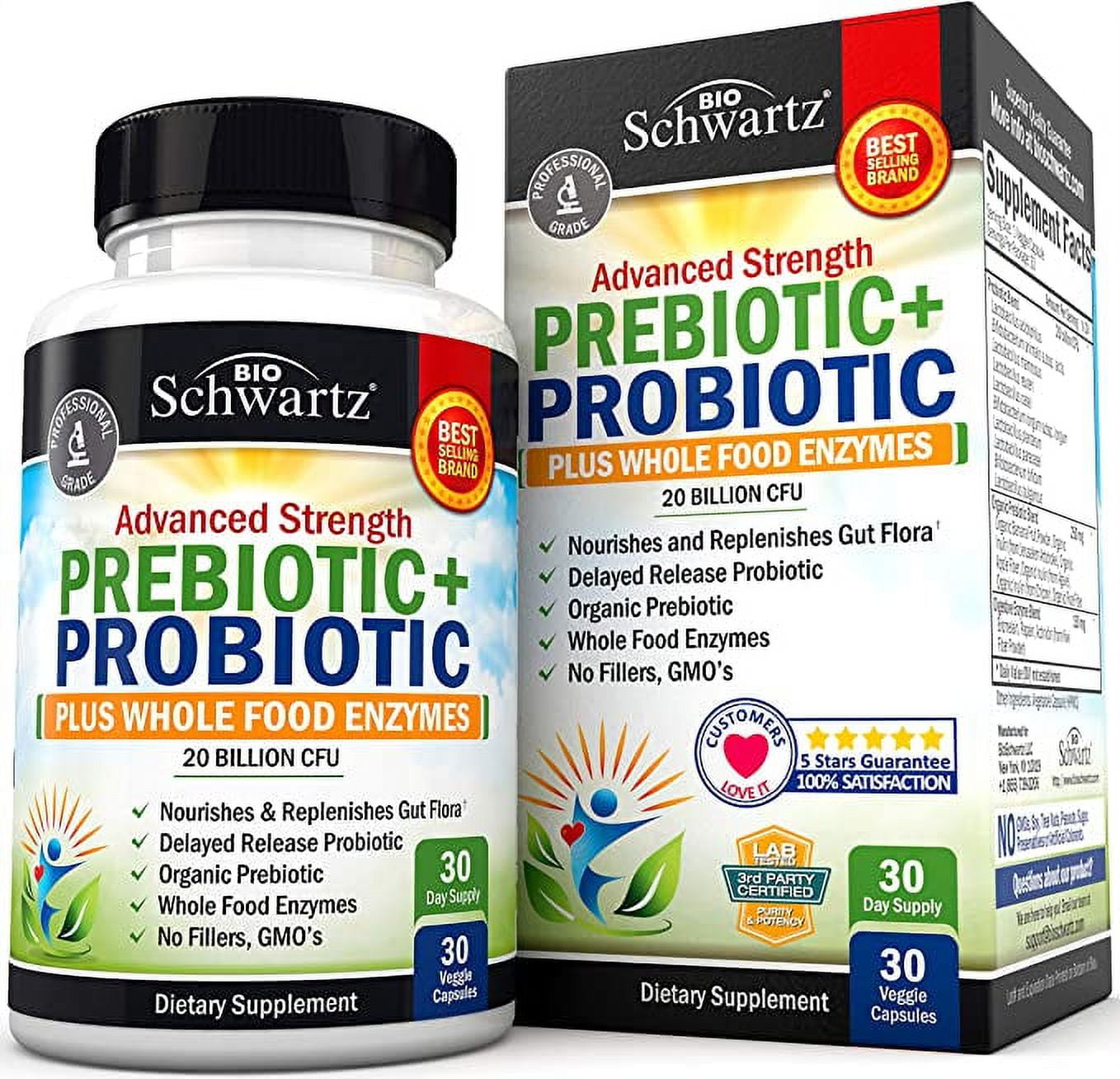 BioSchwartz Prebiotic + Probiotic Plus Whole Food Enzymes for