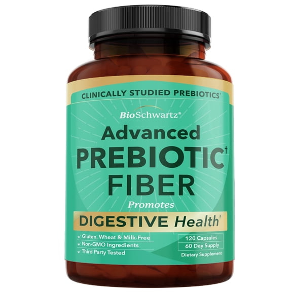BioSchwartz Advanced Prebiotic Supplement for Gut Health, for Women and Men, 120 Capsules
