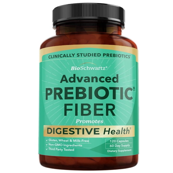 BioSchwartz Advanced Prebiotic Fiber Supplement for Gut Health, 120 Capsules