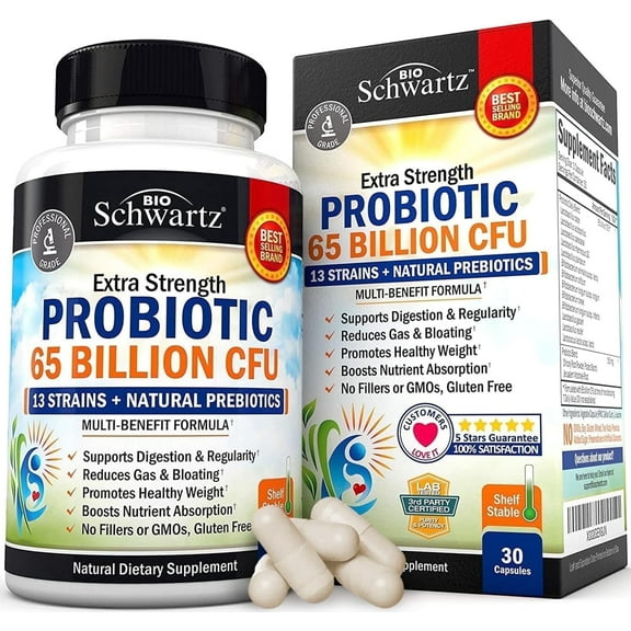 BioSchwartz Dietary Supplement | Broad-Spectrum Probiotic | Supports Immune System & Digestion | 30 Capsules
