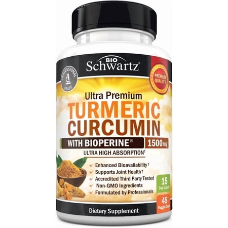 BioSchwartz Turmeric Curcumin Herbal Supplement with BioPerine, 1500mg, 45 Capsules