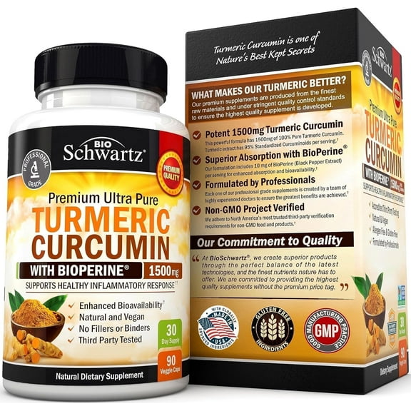 BioSchwartz Pure Turmeric Extract Tablets, 1500mg with BioPerine, 90ct