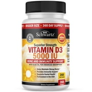 BioSchwartz Vitamin D3 Softgels, 5000 IU, Bone Strength and Immunity Support, 360 Count