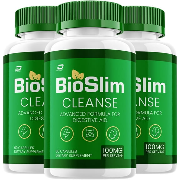 BioSlim Cleanse Capsules Bio Slim Digestive Support, Gut Wellness, 3 Pack, 180 Capsules