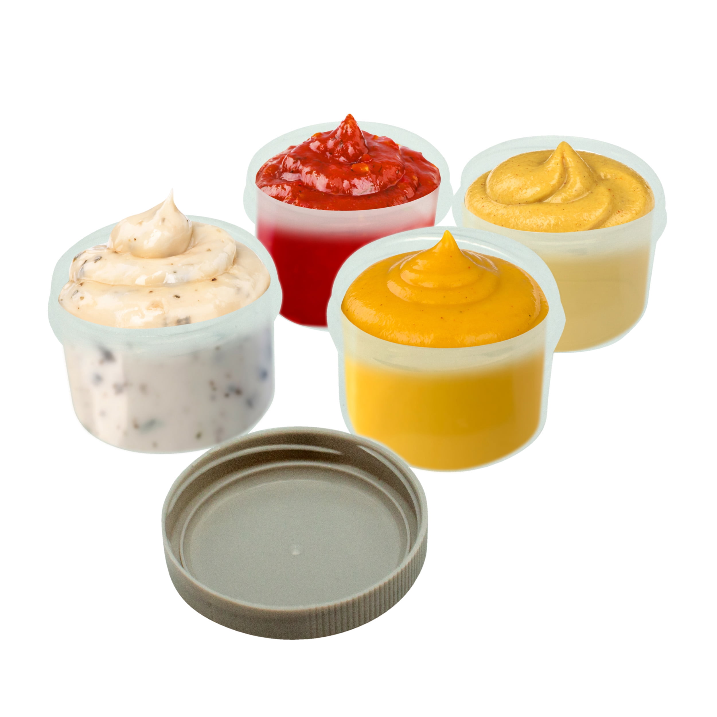 BioSmart 1.35 Ounce Reusable Plastic Condiment Cups with Lids Use for
